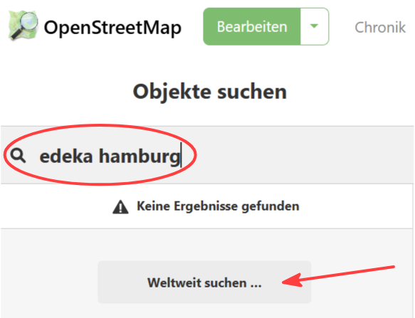 Unternehmen in OpenStreetMap suchen